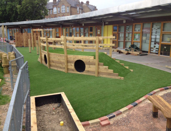 Commercial Artificial Grass used in a school playground for sale